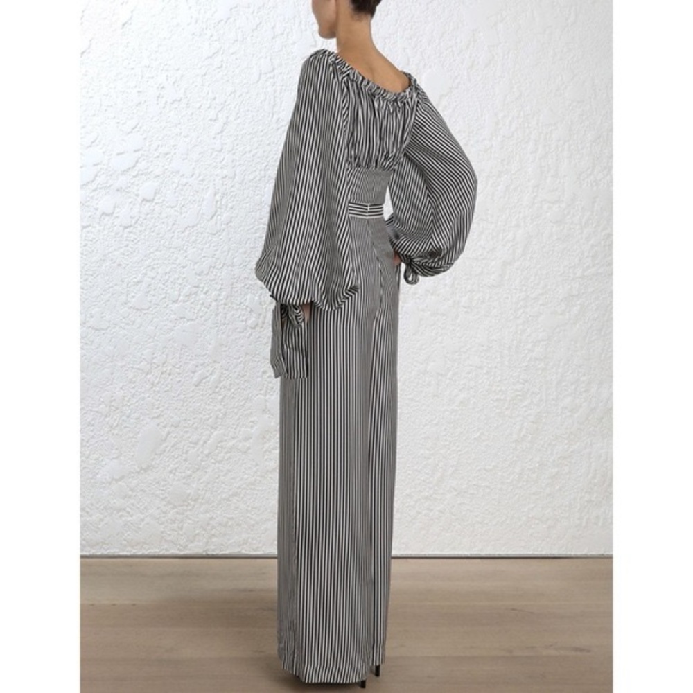 Maiden off shoulder zimmermann Black and White Striped Maxi Dress